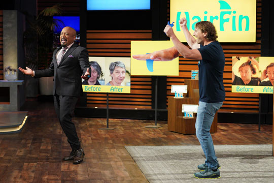 Picture of Tony Litwinowicz with Daymond John on Shark Tank.